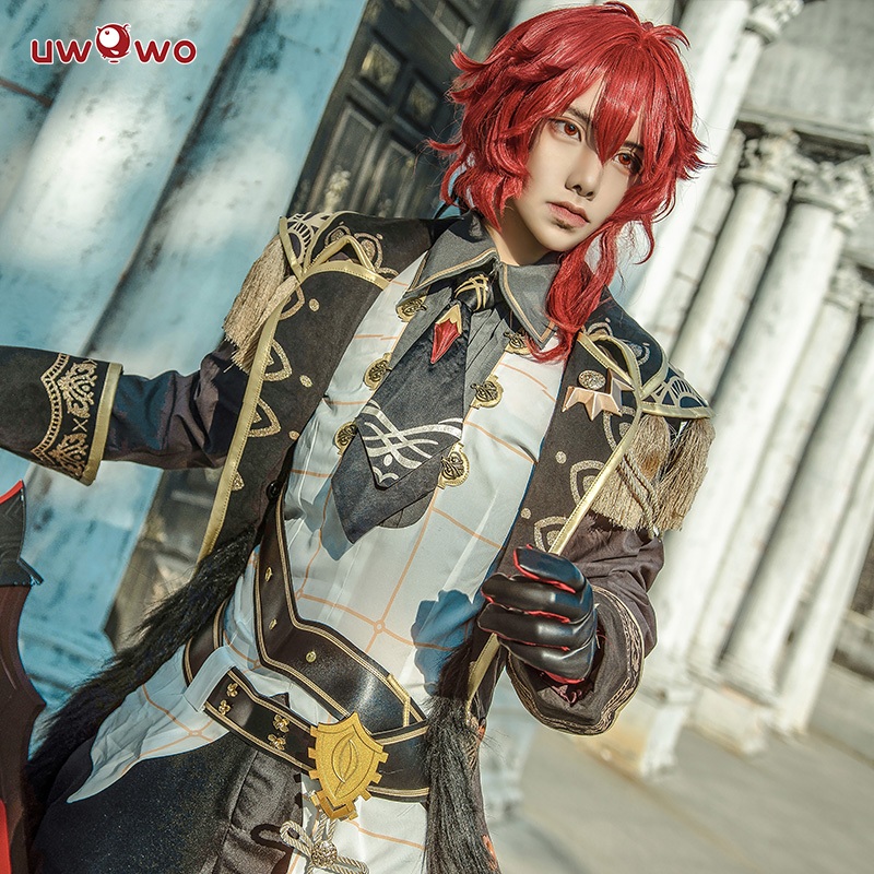 【Uwowo】Genshin Impact cosplay Diluc Ragnvindr cosplay Costume and Diluc Ragnvindr Wig
