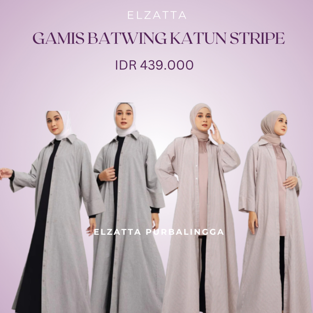 Gamis Batwing Katun Stripe Gamis Bahan Katun Elzatta