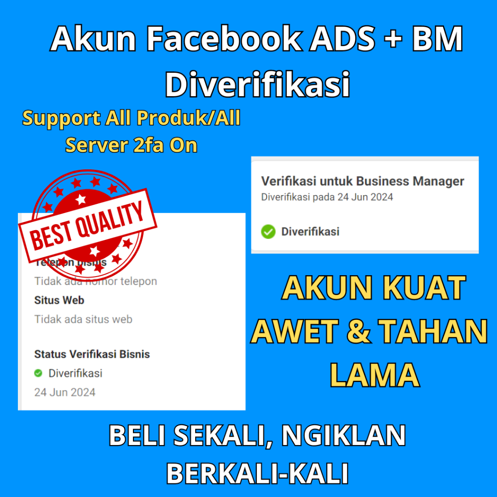 Jual Akun FB facebook Ads + BM  Terverifikasi Bisnis Berkualitas & Bergaransi