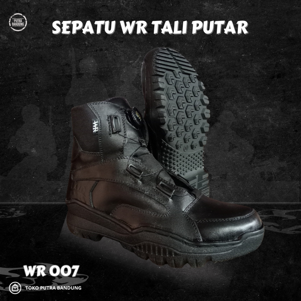 Sepatu WR 007 Tactical / Sepatu PDL model tali putar WR tactical boots /WR Sepatu PDL Brimob,TNI, PO