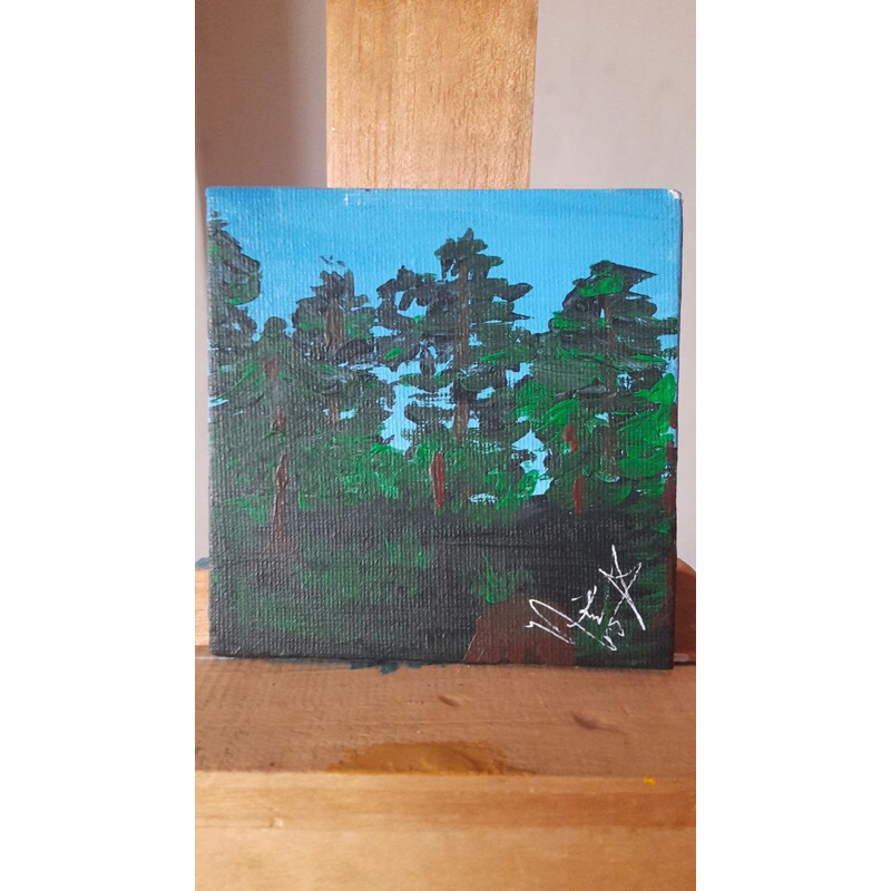 

FOREST IN BLUE SKY 10x10 HAND MADE NO FRAME