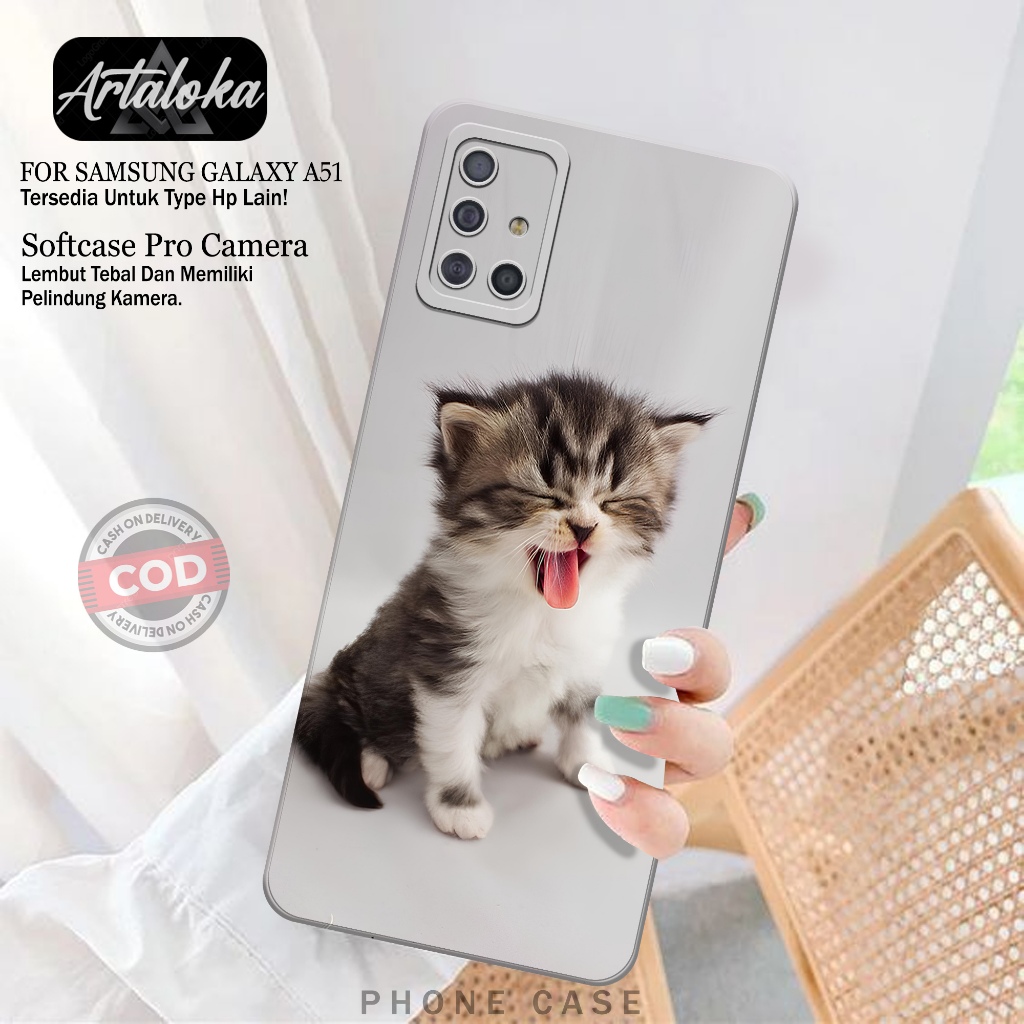 Softcase Hp Samsung Galaxy A51 Fashion Case Kucing Case Samsung Galaxy A51 Silikon TPU Pro Camera Ca