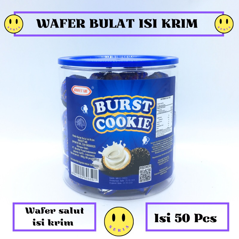 

Wafer Bulat Salut Isi Krim / Bola Wafer Coklat BURST COOKIE Isi 50 Pcs