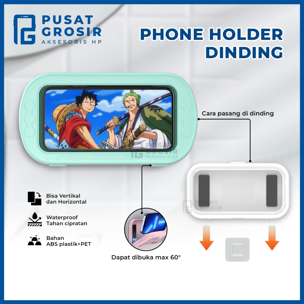 Holder Tempel dinding waterproof kotak stand hp case phone holder kamar mandi dapur
