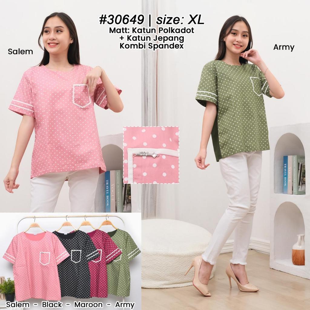 CUBIC Blouse Pendek Kaos Katun Daily Wanita 30649 Khusus Size XL