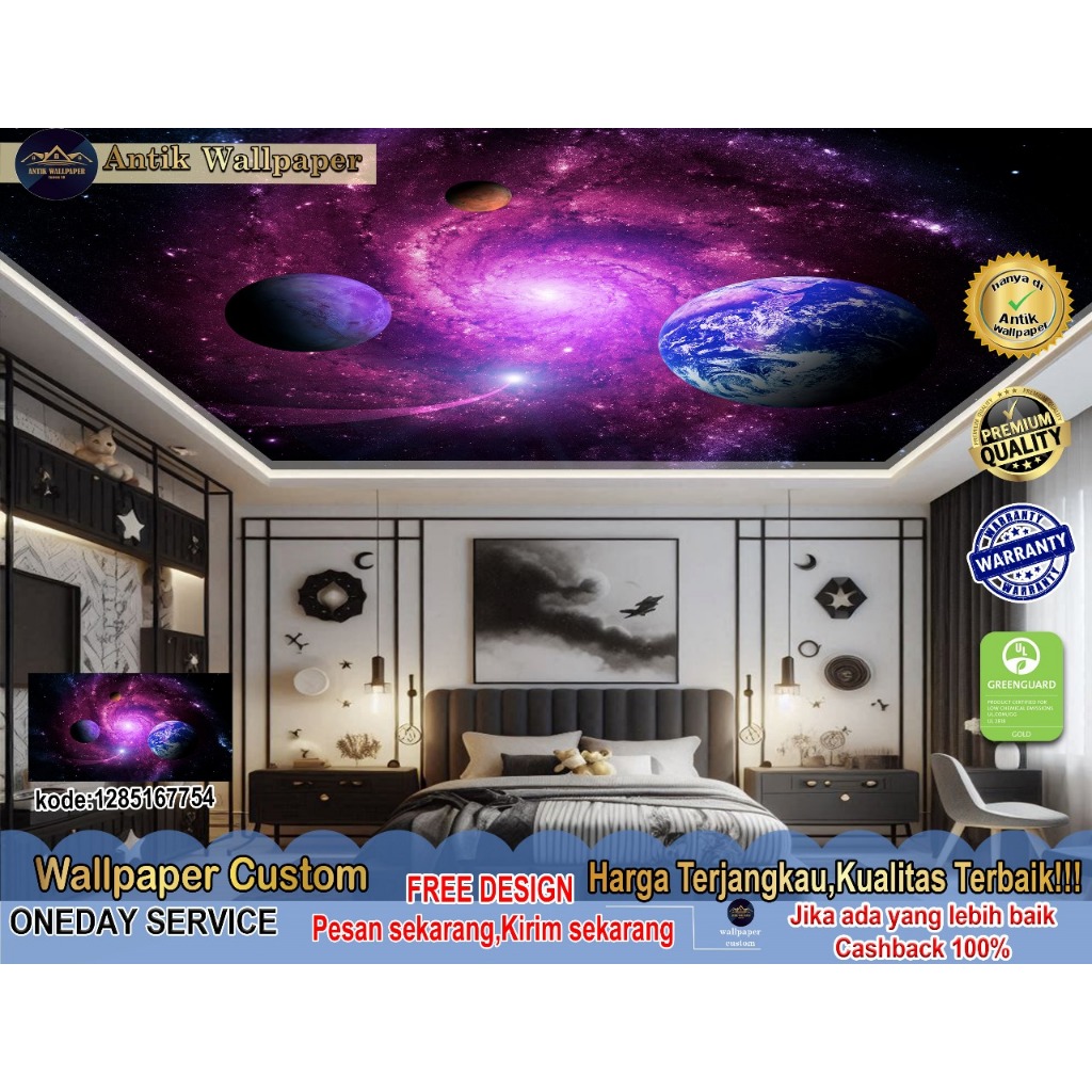 Wallpaper & Wallstiker Custom 3D Tema Plafon | Kamar Anak