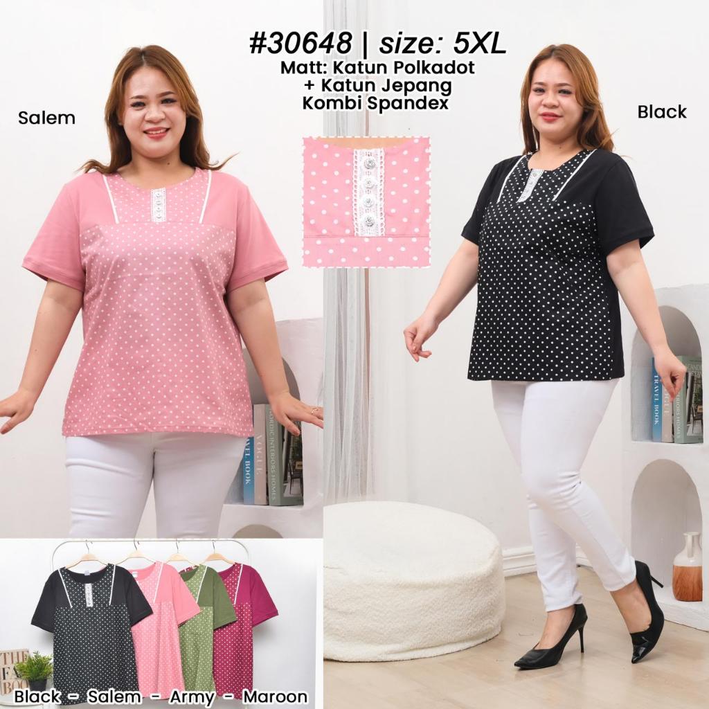 CUBIC Blouse Pendek Kaos Katun Daily Wanita 30648 Khusus Size 5L
