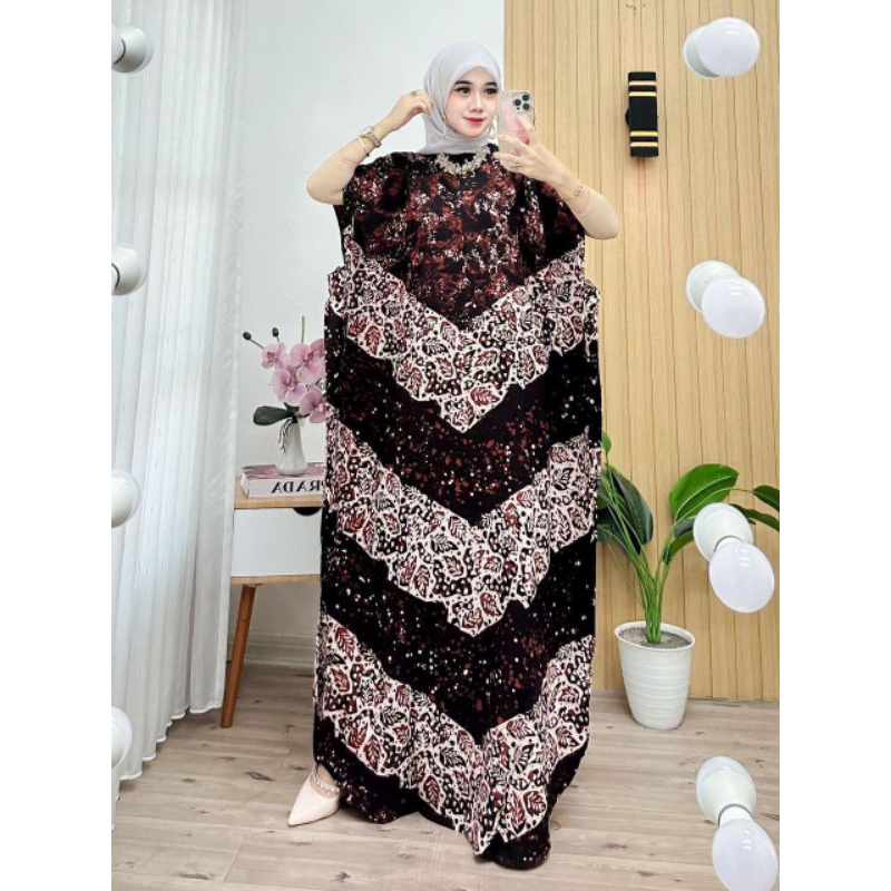 Kaftan jumbo LD 130 cm Bahan santung rayon tebal asli pekalongan