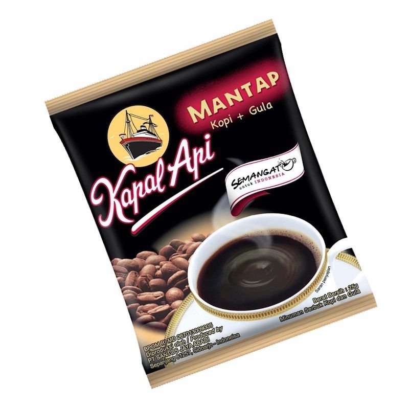 

Kopi Kapal Api Mantap Kopi + Gula 25 Gram 10 Sachet