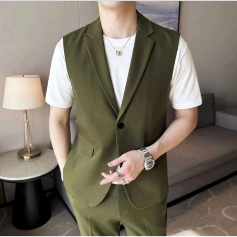 New Deals Jas Pria Hijau Army/Blazer Pria Terlaris
