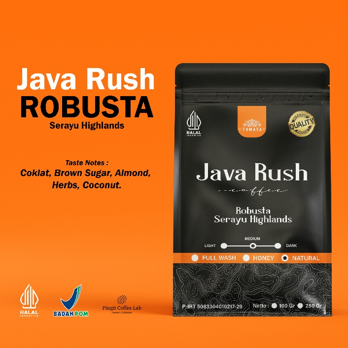 

JAVA RUSH COFFEE ROBUSTA pegunungan serayu Banjarnegara 100gr kopi asli Indonesia