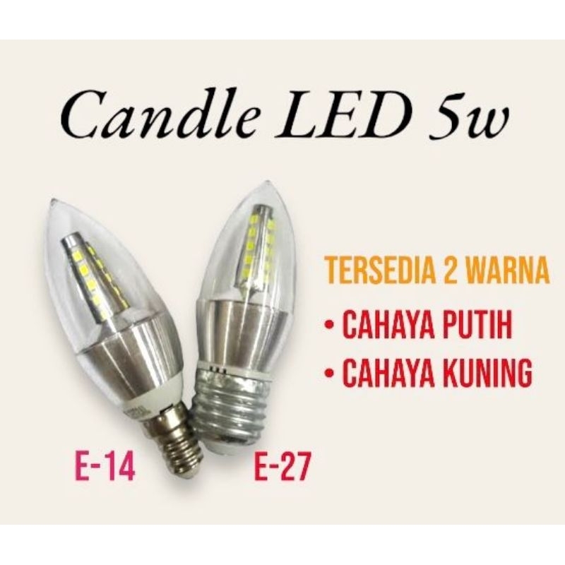 Candle Led Fitting E14 & E27 5Watt Lampu Lilin Lampu Hias/LED Jagung 3Color Fitting E27 & E14 12Watt