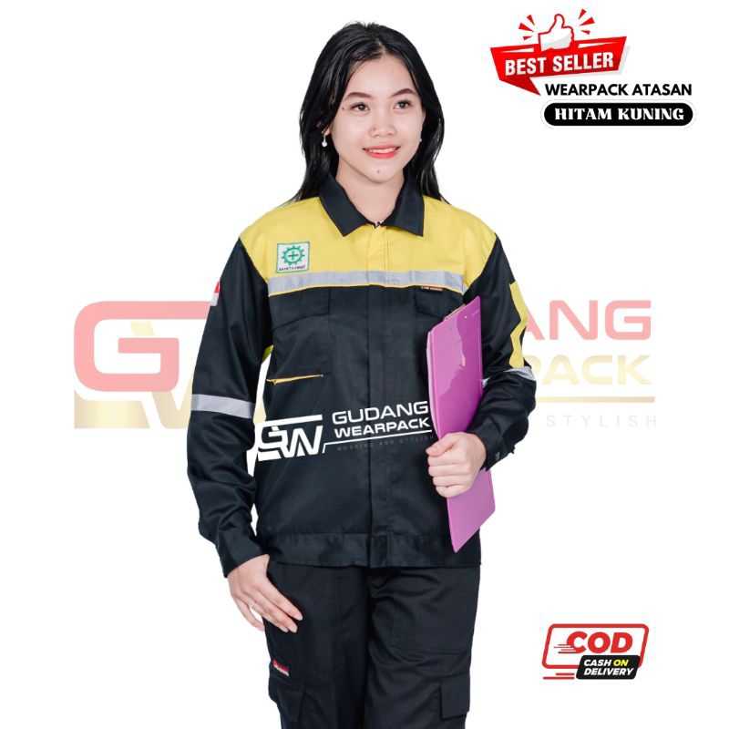 Wearpack Atasan Warna Hitam Kuning (baju kerja) - gudang wearpack