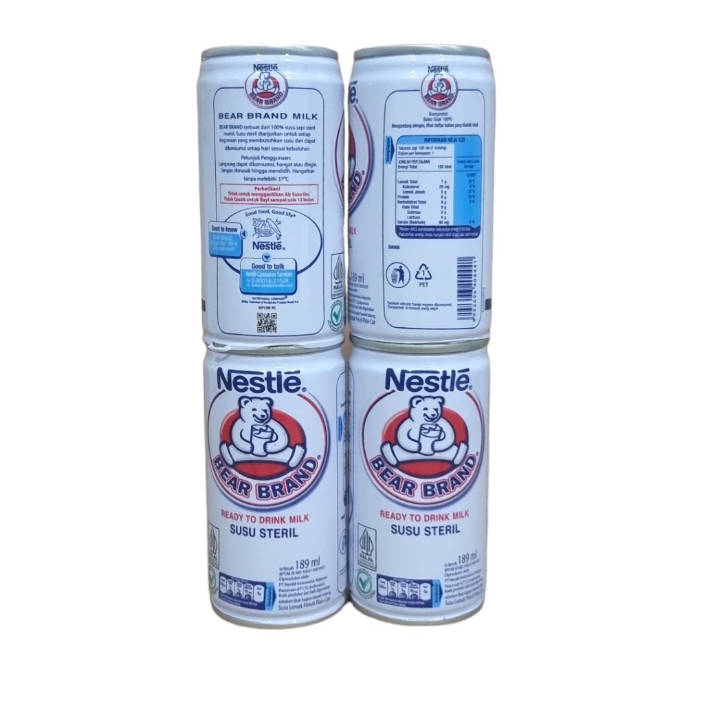 

Susu beruang Nestle bear brand steril cair milk 4 x 189 ml 189ml (bundle 4 pcs)