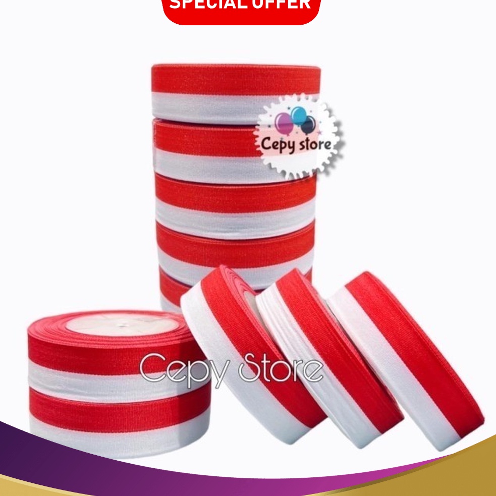 

UNIK 1 ROLL Pita Satin Merah Putih 1 Inch Pita Merah Putih 25 Cm