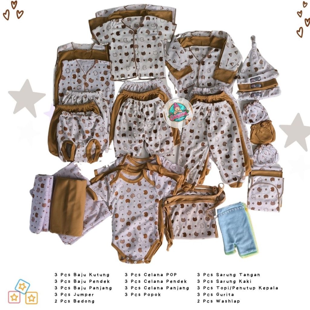 40 Pcs Paket Newborn Perlengkapan Bayi Baru Lahir Baju Celana Anak Perempuan Laki Setelan Bedong Sar