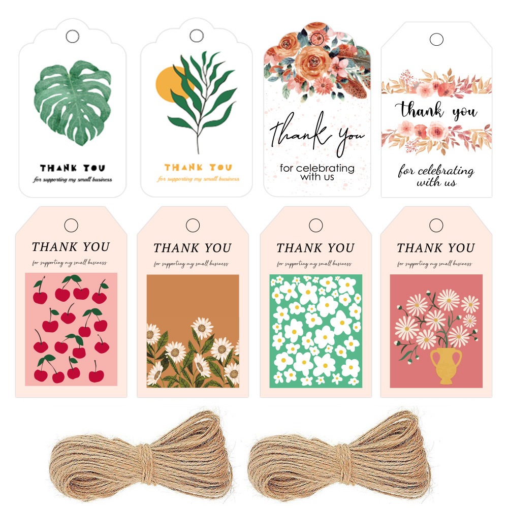 

(1 Pack = 50 Pcs) Hangtag Thankyou (termasuk tali rami)/ Label Hangtag Gift Packaging DIY Thankyou