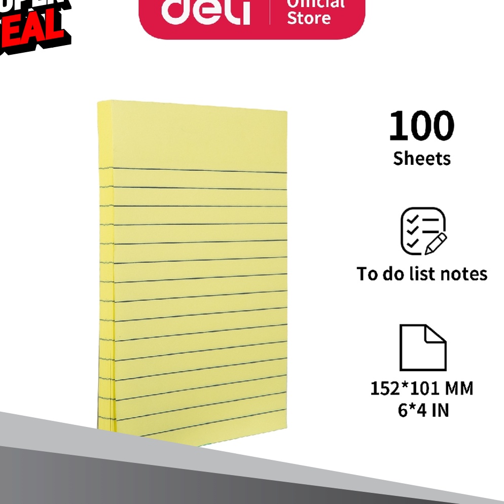 

BOMBASTIS Deli Notes to do list 152x11mm 1 Sheets perekat kuat tahan lama warna neon eye catching EA752