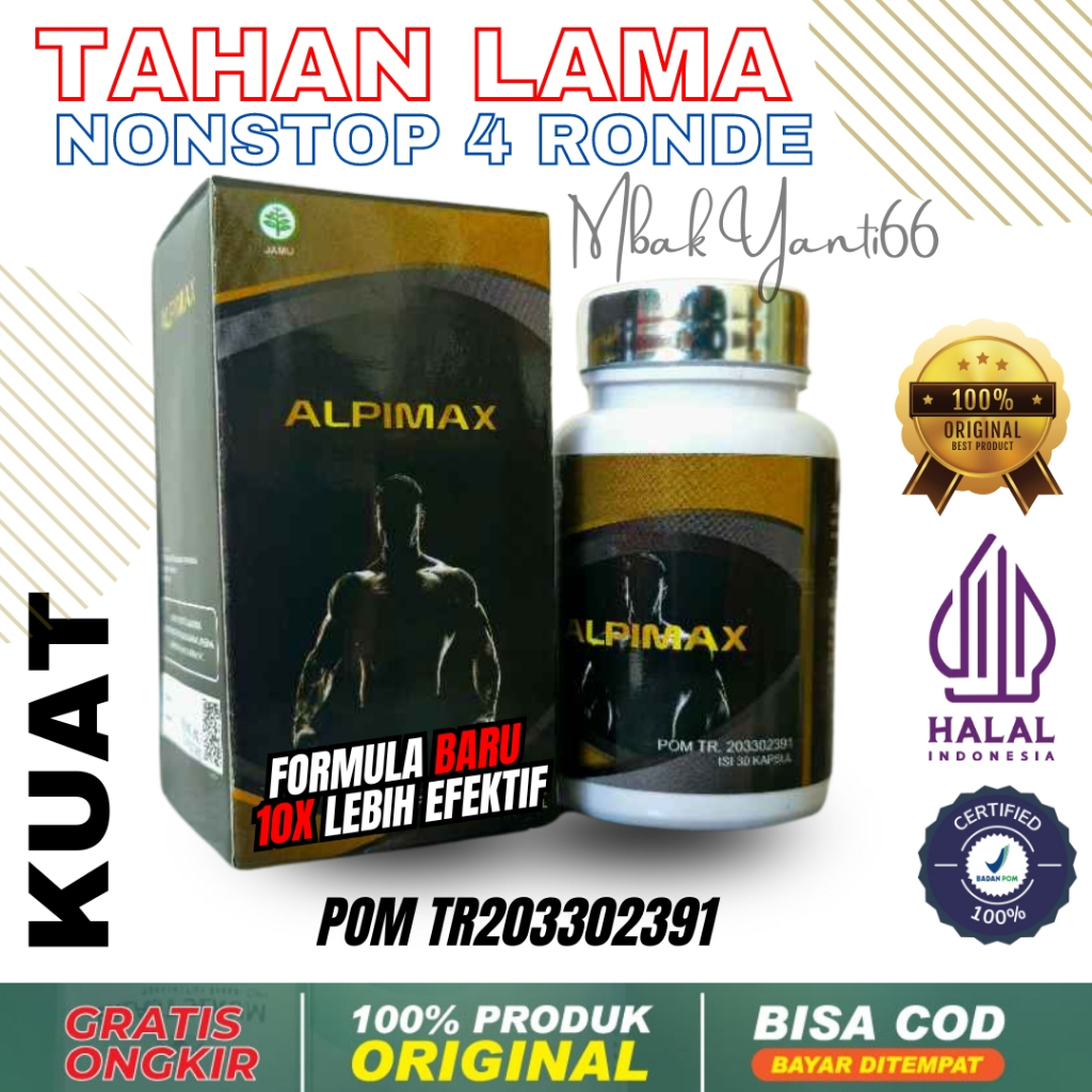 MY66 - A1 ALPIMAX KAPSUL ORIGINAL OBAT KUAT PRIA TAHAN LAMA SEX SAMPAI 3 JAM ORIGINAL 100% BPOM PEMB