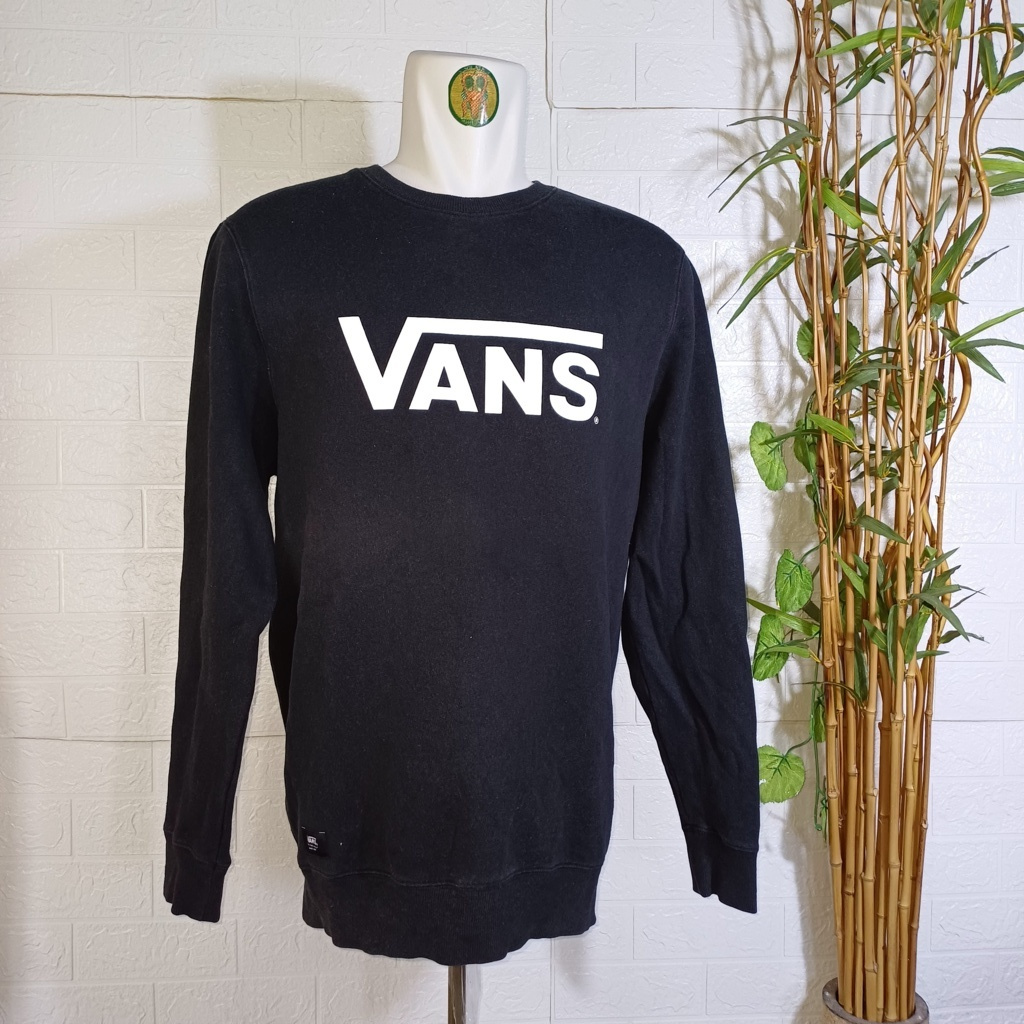 SWEATER CREWNECK VANS ORIGINAL, SIZE M-L (SECOND BRANDED) HITAM PEKAT, CN0238