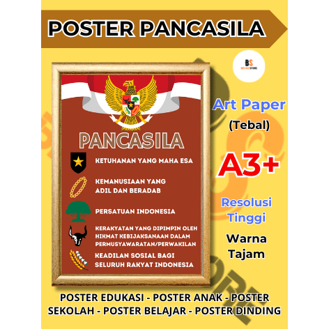 Poster Pancasila – Poster Sila Pancasila – Poster Edukasi Anak – Poster Belajar Anak – Poster Dindin