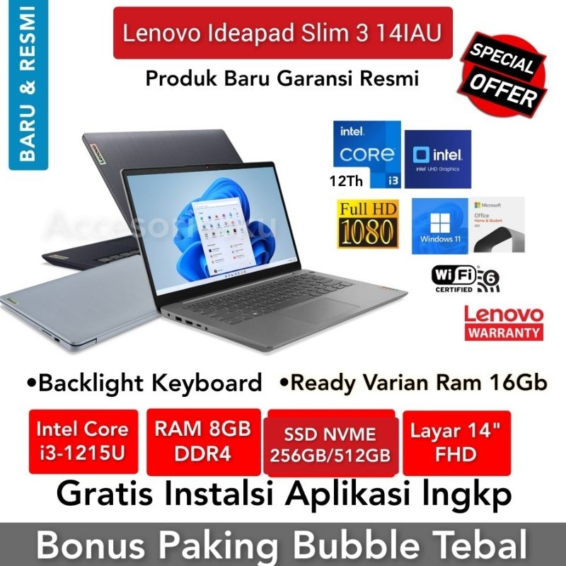 Laptop Lenovo Ideapad Slim 3 Core i3-1215U 8Gb 512Gb 14" Windows