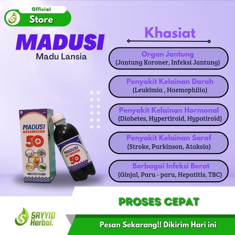 

Madusi Madu Lansia 50+ | Madu Orang Tua | isi 350ml Herbal Bio Nasional