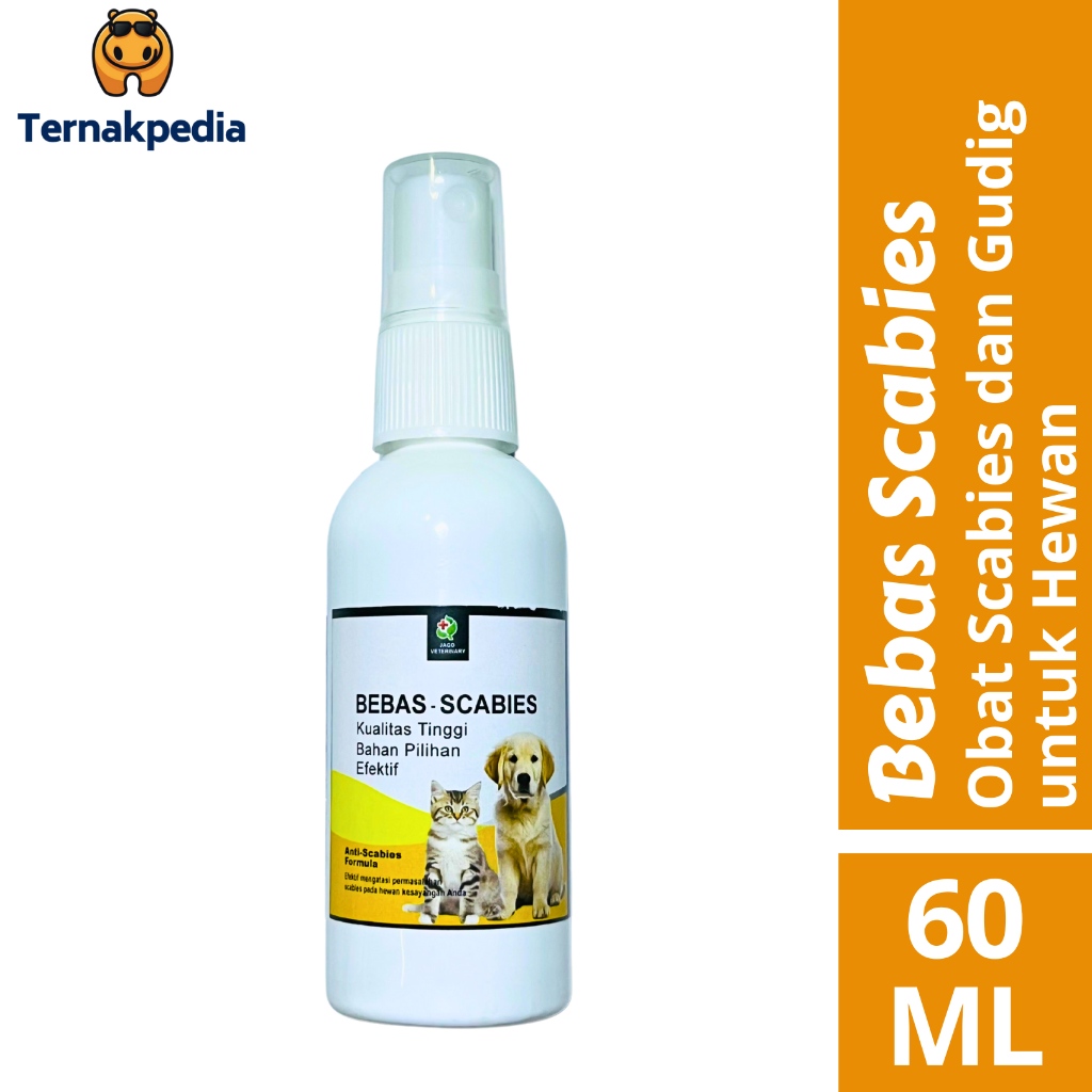 Bebas Scabies 60 ml - Obat Spray Gudig Scabies Kucing Anjing Kelinci - Obat Semprot Scabies Hewan