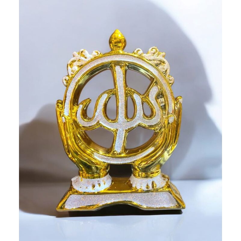 PAJANGAN BULAT KALIGRAFI ALLAH MUHAMMAD GOLD MEWAH IMPORT