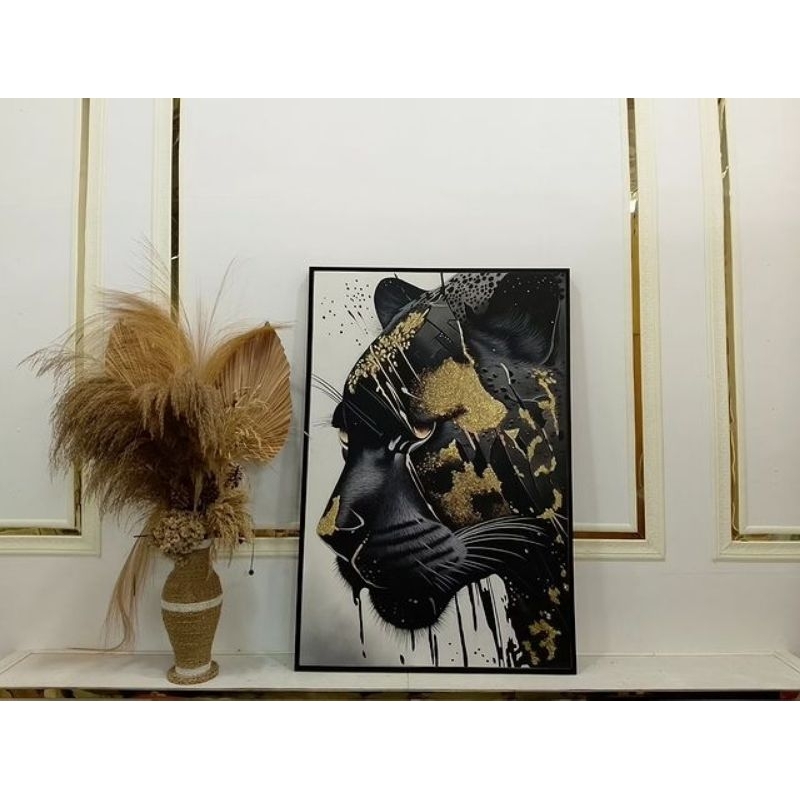 lukisan abstrak macan kumbang hitam uk.120×80cm