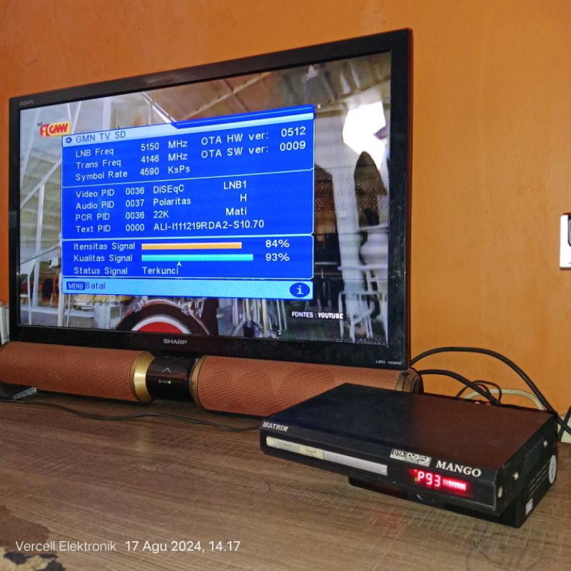 Receiver bekas pakai parabola Rx Matrix Mango Mpeg2 jadul bagus tuk tracking TV Sunnah Rodja
