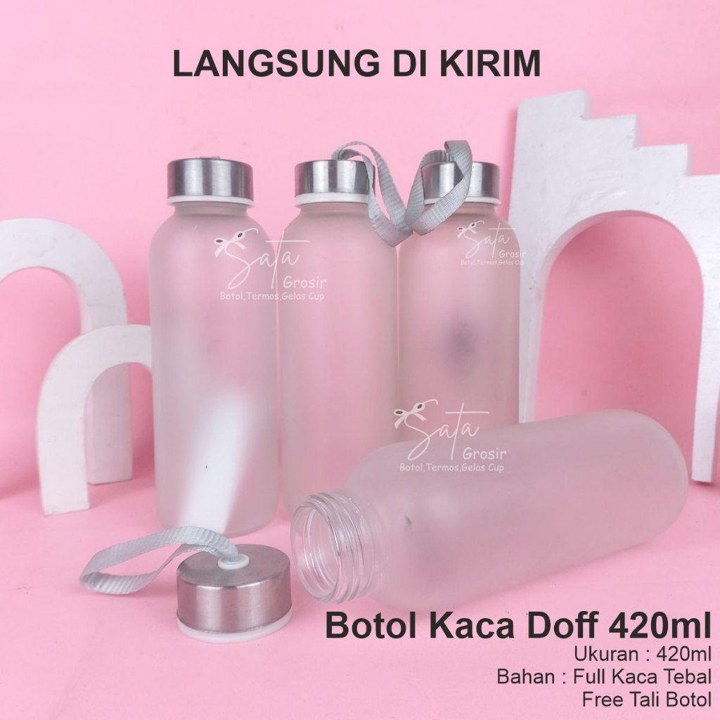 (Minim 25pcs) BOTOL KACA DOFF 420ml / Souvenir pernikahan botol kaca / souvenir pernikahan tumbler /