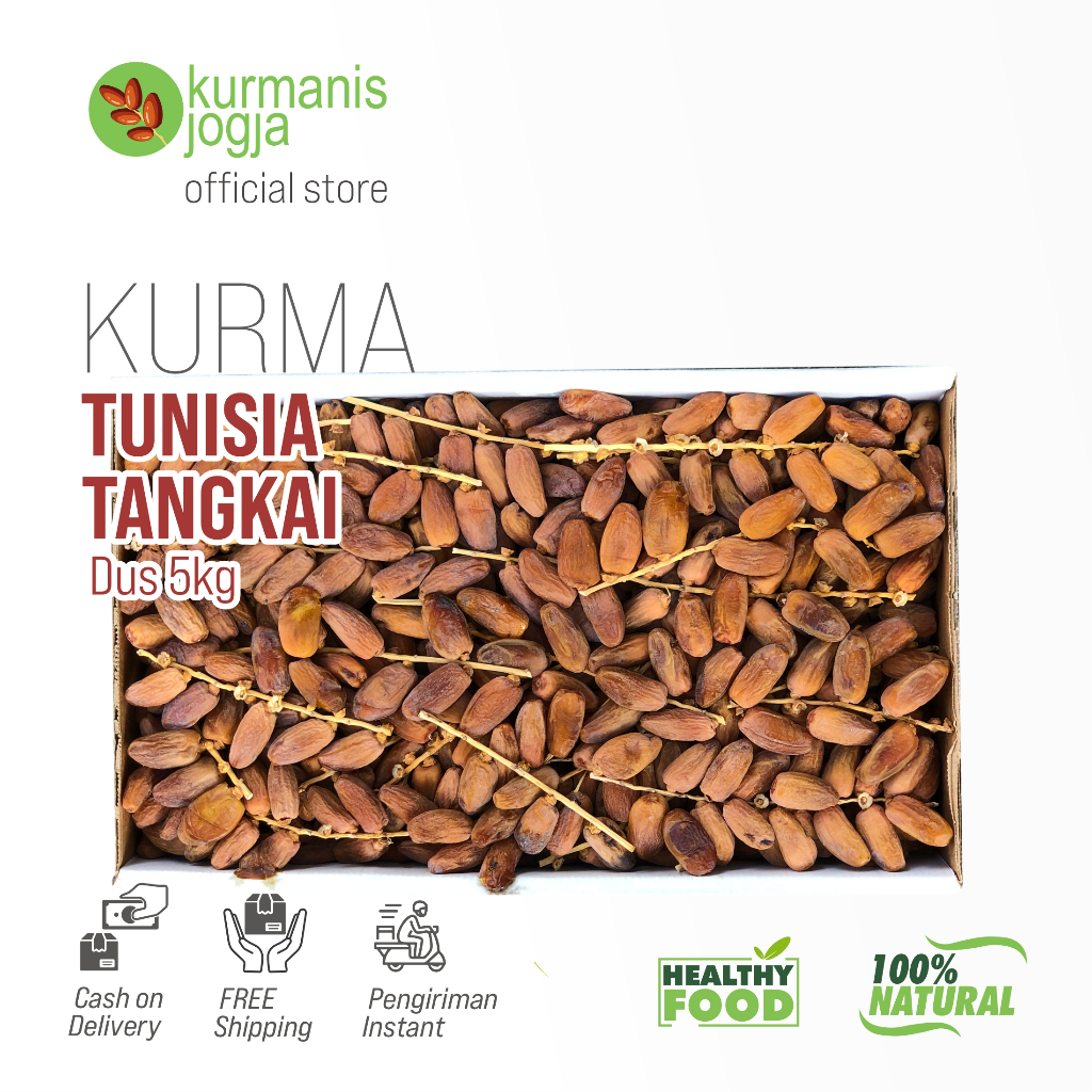 

Kurma Tunisia Tangkai Deglet Nour 5kg dus Original Berkualitas