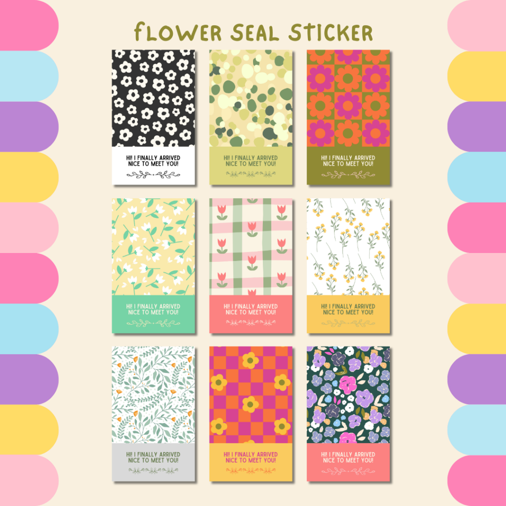 

(Minim 10 Pcs) Flower Sticker Seal Box/ Sticker Segel Estetik/ Sticker Packaging