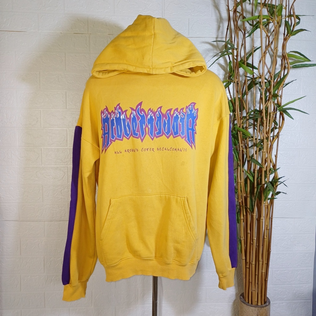 HOODIE ACOVER FLAME LOGO (SECOND BRANDED) SIZE L-XL, KUNING, HD0078