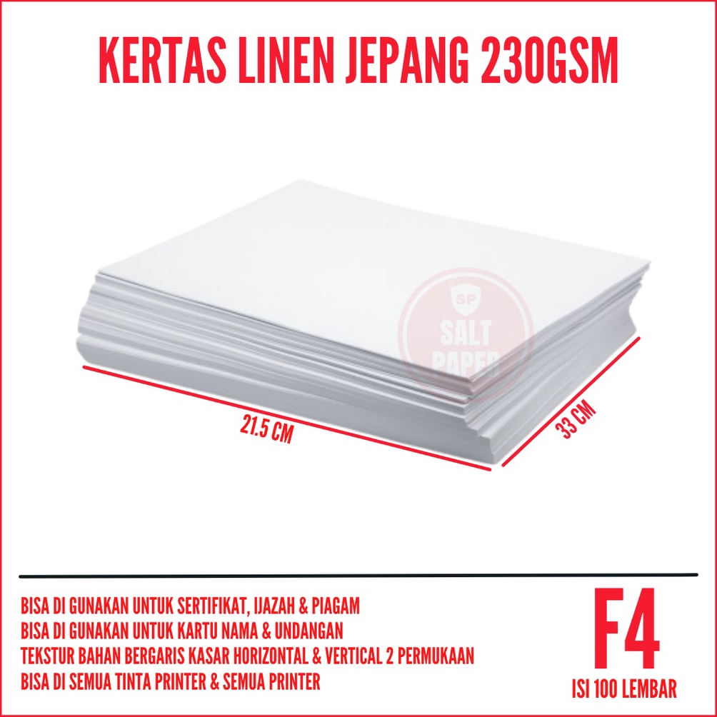 

HSNTY8174 Kertas Linen F4 23 gsm isi 1 lembar Kertas Linen Jepang F4 Kertas Sertifikat F4 Kertas Piagam F4