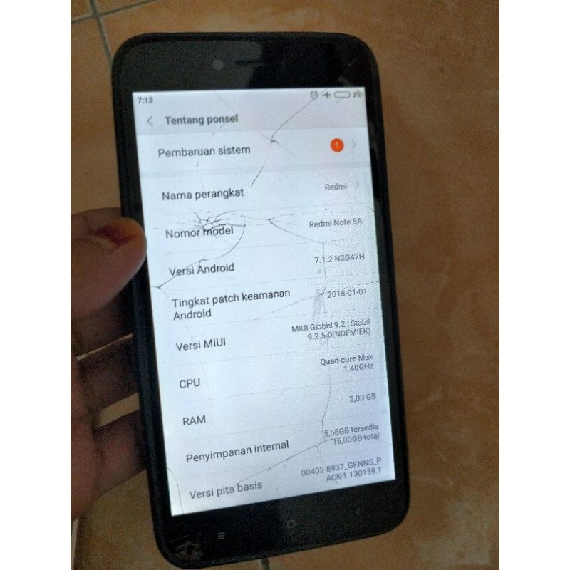 Hp redmi note 5a ( minus layar retak wifi only)