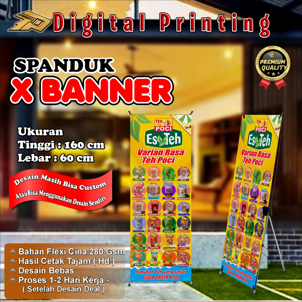 CETAK SPANDUK BANNER  X BANNER TEH POCI 60 x 160