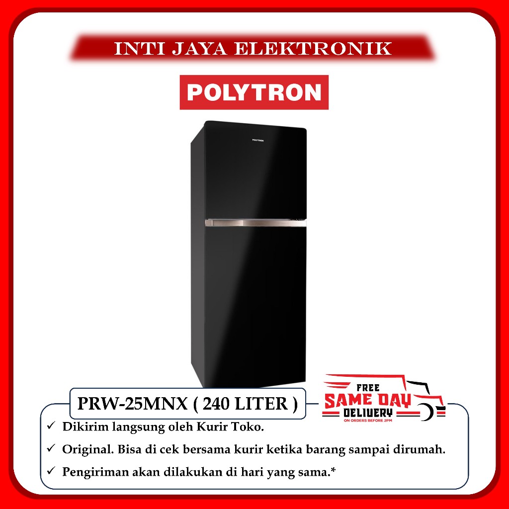 KULKAS POLYTRON 2 PINTU 240 LITER JUMBO PRW-25MNX BELLEZA GARANSI RESMI PRW25MNX PRW 25MNX 25 MNX PR