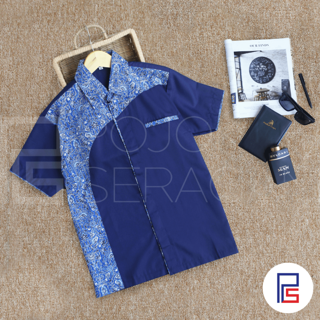 Batik Drill Kombinasi Kemeja Batik | Drill Kombinasi Batik | Baju Batik Pria | Batik Lengan Pendek |