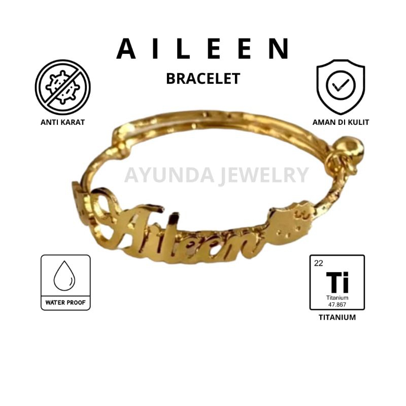 Gelang Nama Anak titanium anti karat Gelang anak Lapis emas gelang bayi gelang anak