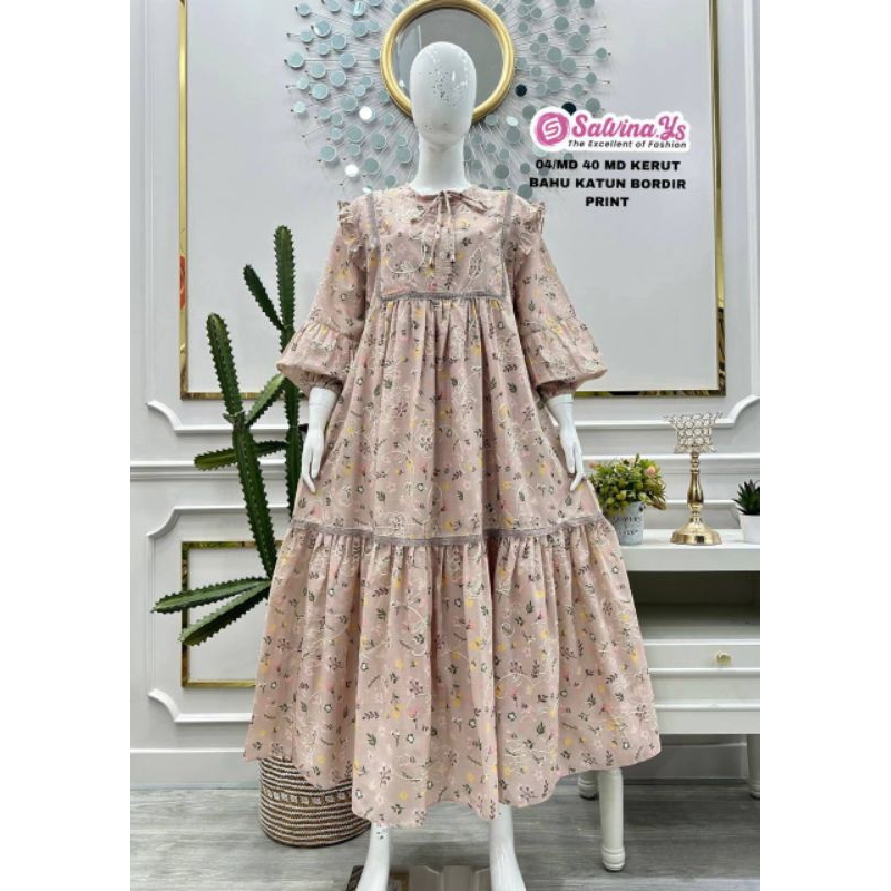 Salvina ys / midi katun bordir print / midi dress salvina ys