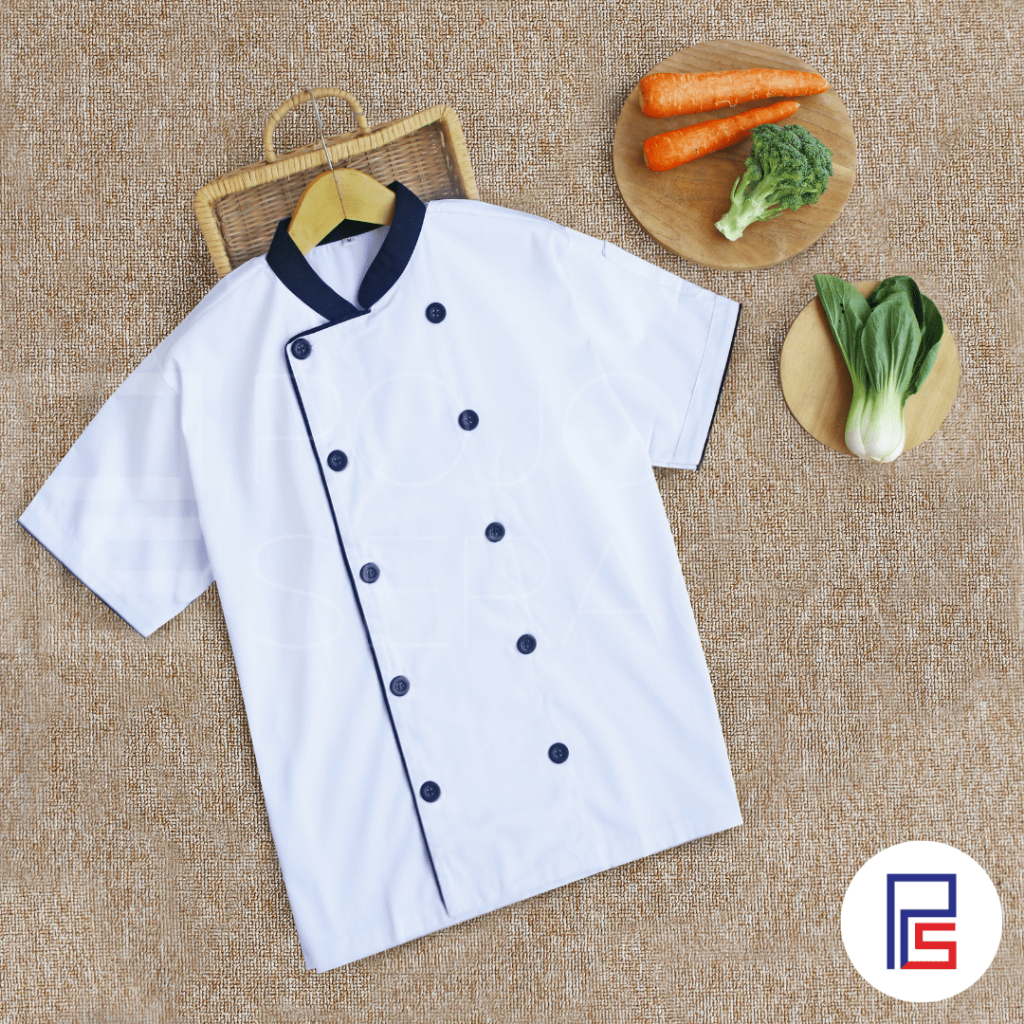 Chef Jacket | Baju Koki | Baju Cook | Seragam Koki Putih Lengan Pendek