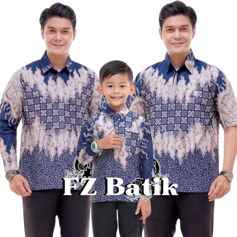 Kemeja Batik Anak Laki-laki Lengan Panjang Couple Batik Ayah Dan Anak Cowok Hem Pria Dewasa Batik Wa