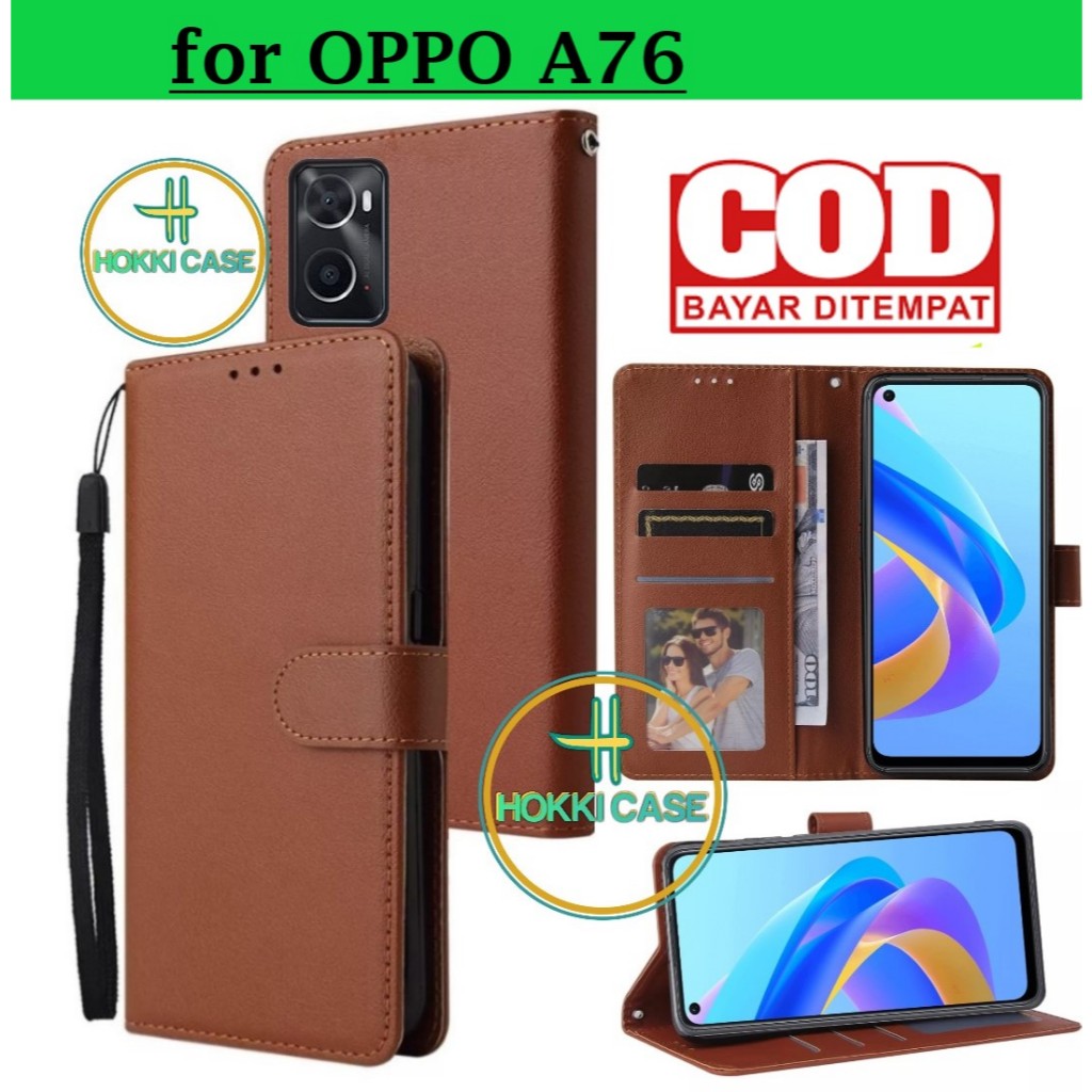 Oppo A76 Wallet Case Kulit Casing Dompet Case Wallet Leather Flip Case Oppo A76 Casing hp leather do
