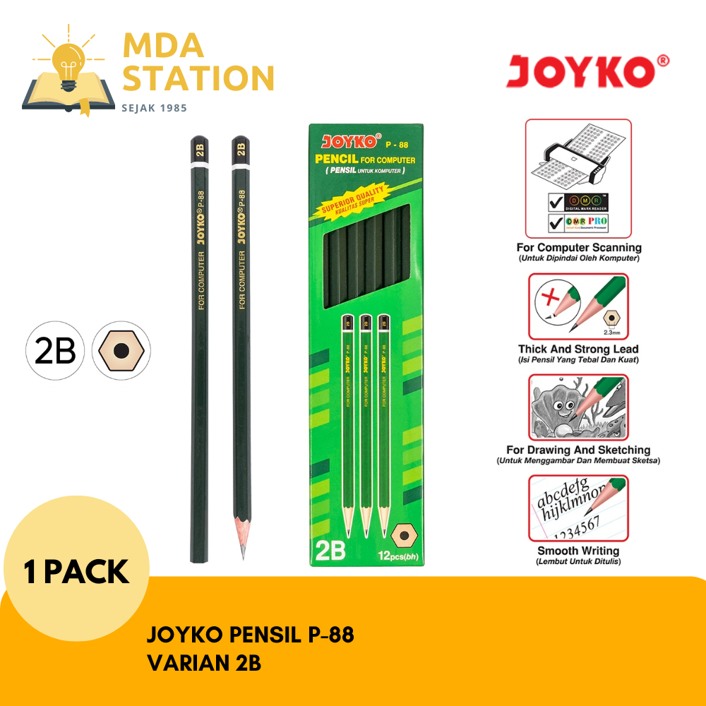 

JOYKO Pensil P-88 2B Hijau (1 PACK ISI 12 PCS) | MDA STATION