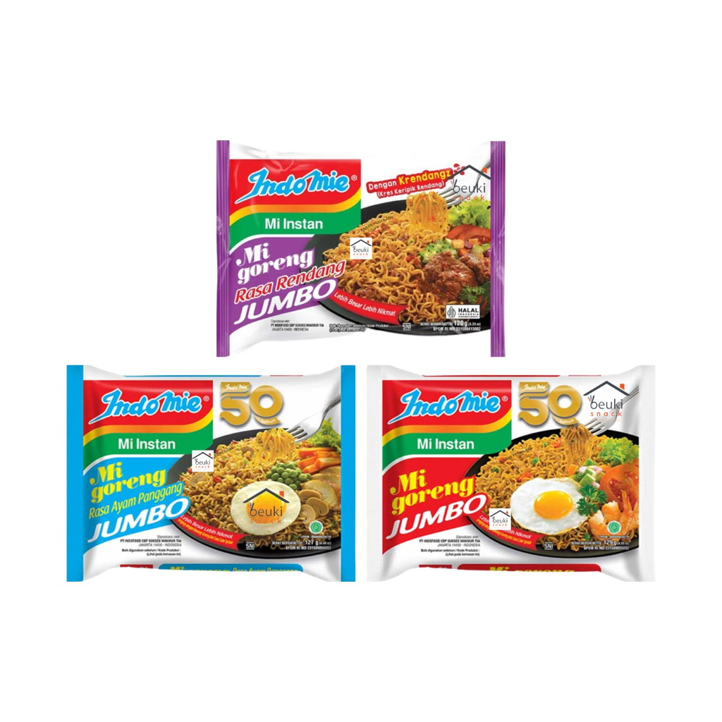 

Indomie Goreng Jumbo, Ayam Panggang Jumbo, Rendang Jumbo 120g