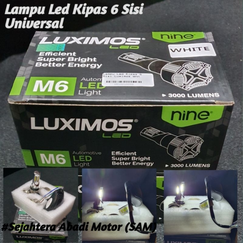 Lampu Headlamp Depan Motor LED Kipas 6 Sisi H4 H6 LUXIMOS