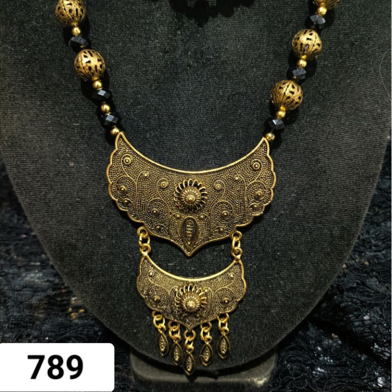 chandrasurya Kalung Bros Susun 2 Etnik Kebaya Jogja EMAS BAKAR Etnik Aksesoris Wanita Hijab Cantik