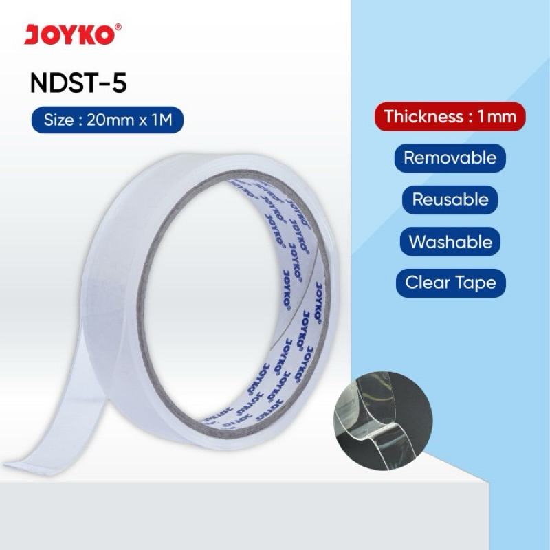 

Nano Double Sided Tape NDST-5 Pita Perekat Dua Sisi Joyko 20mm X 1M